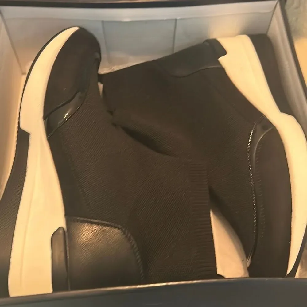 French Connection Starr Wedge Sneaker Booties Black White Sporty Size 11 NEW